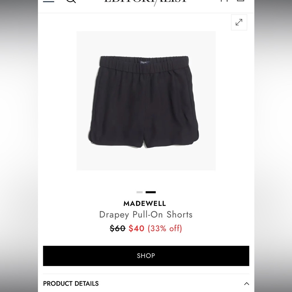 Madewell High Waist Black Shorts